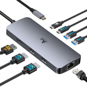 LIONWEI docking station front view showing ports and compact form for tidy desks