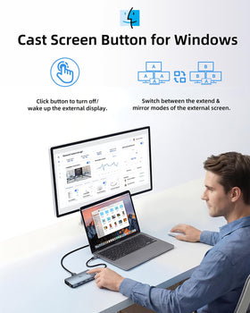 LIONWEI dock in a neat home office setting, creates a streamlined multi-device workstation