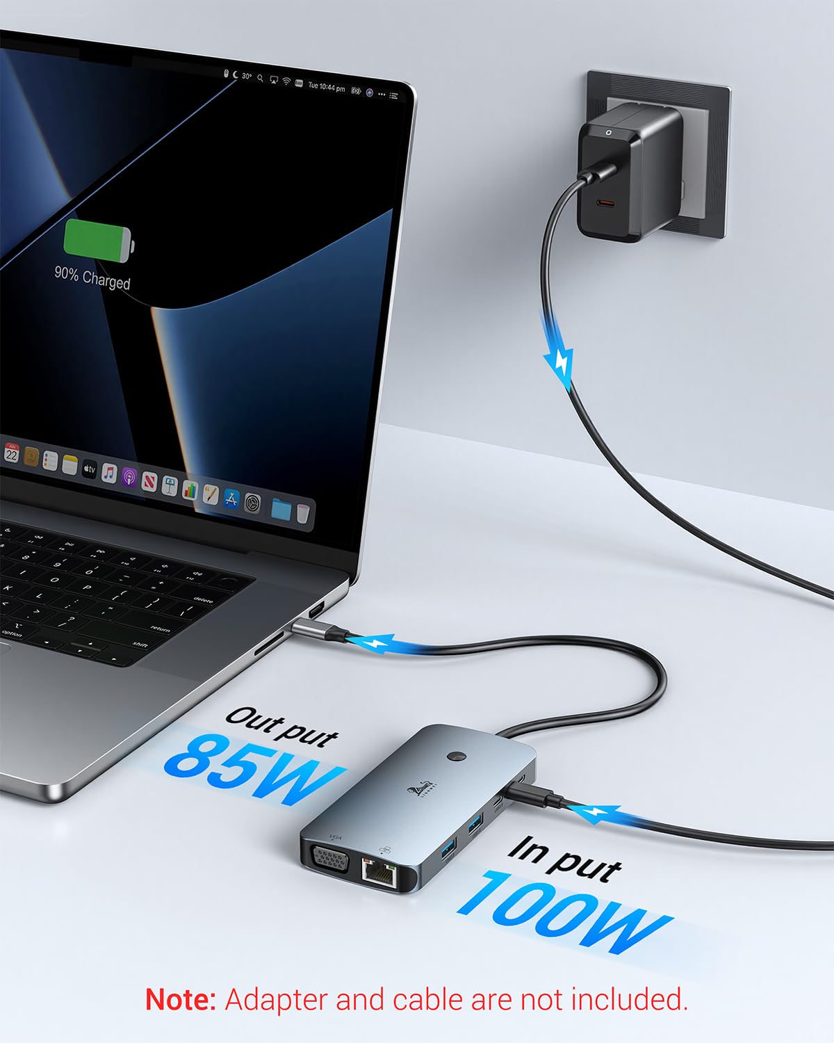 LIONWEI side profile with power cable attached, demonstrates tidy cable management