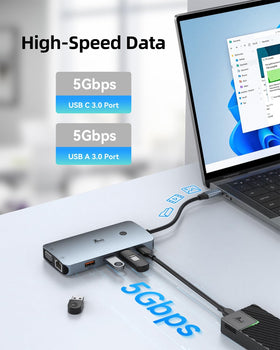 LIONWEI connected to VGA projector, enables legacy display compatibility for presentations