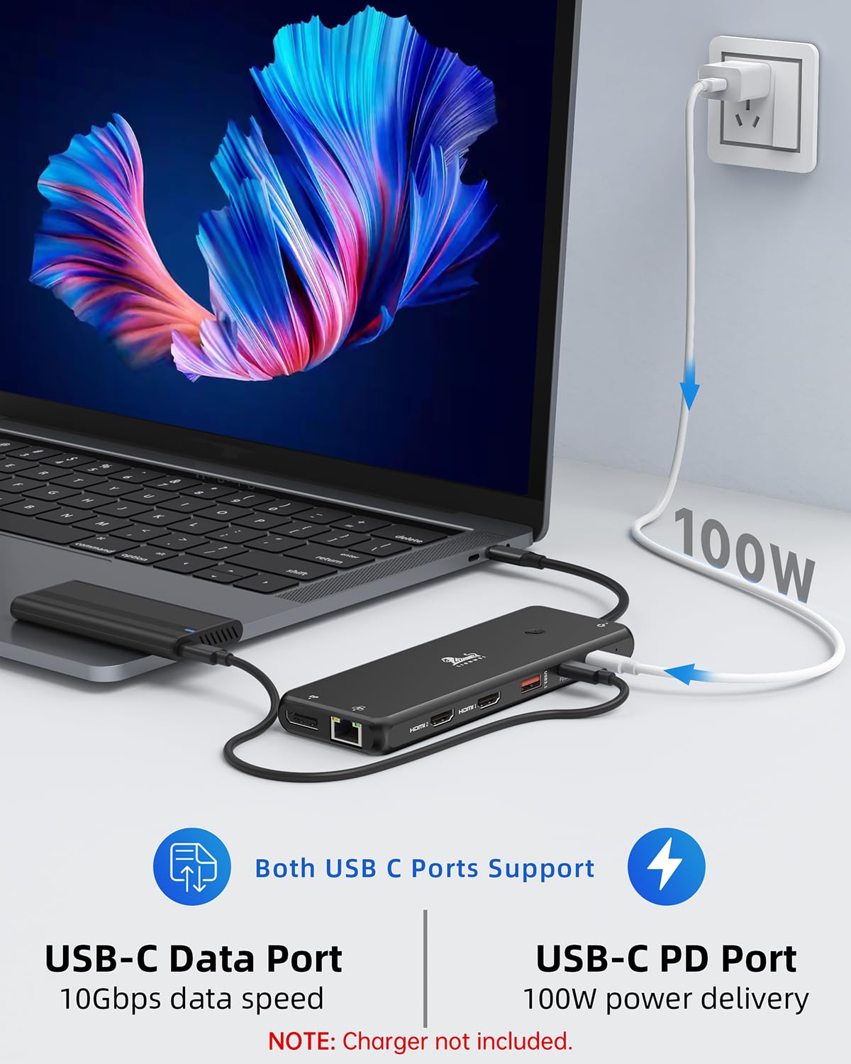 LIONWEI dual 4K HDMI display setup showing productivity with crisp screens