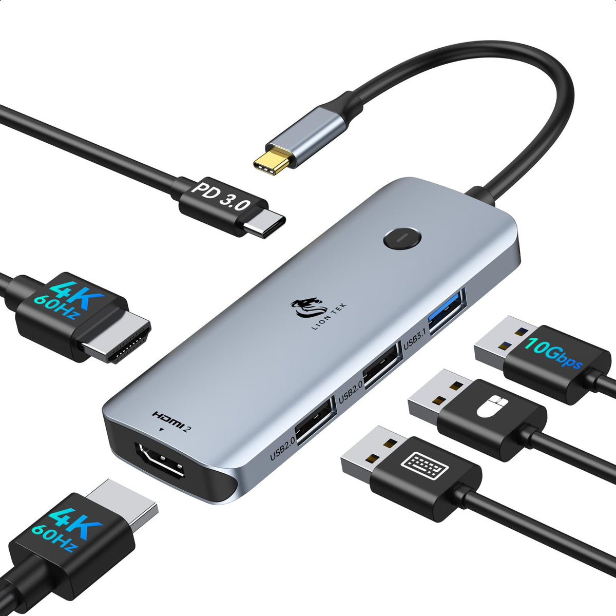 LIONWEI front view of docking station showing ports and compact design for efficient workstation setup