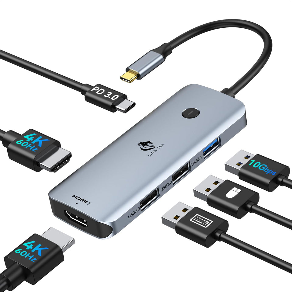 LIONWEI front view of docking station showing ports and compact design for efficient workstation setup