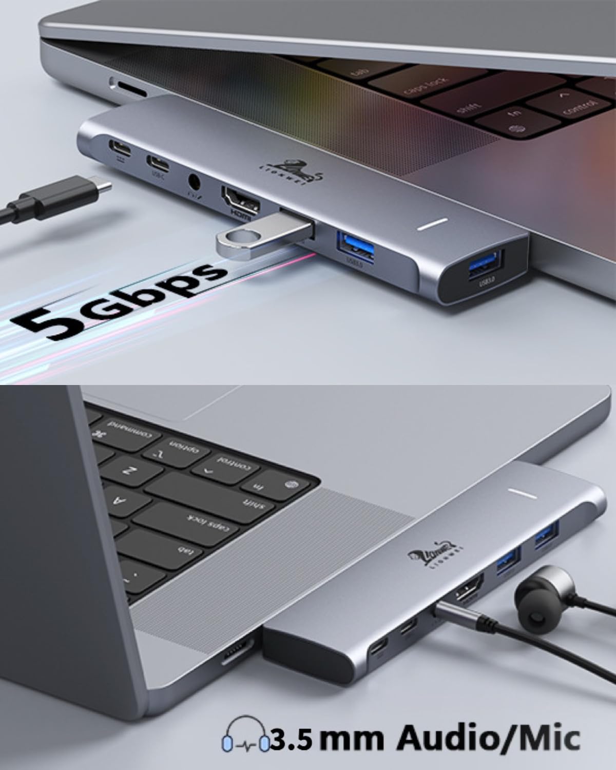 LIONWEI with USB-A devices plugged in showing expanded peripheral support