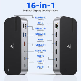 LIONWEI triple-monitor dock with HDMI ports enables immersive multi-screen setups