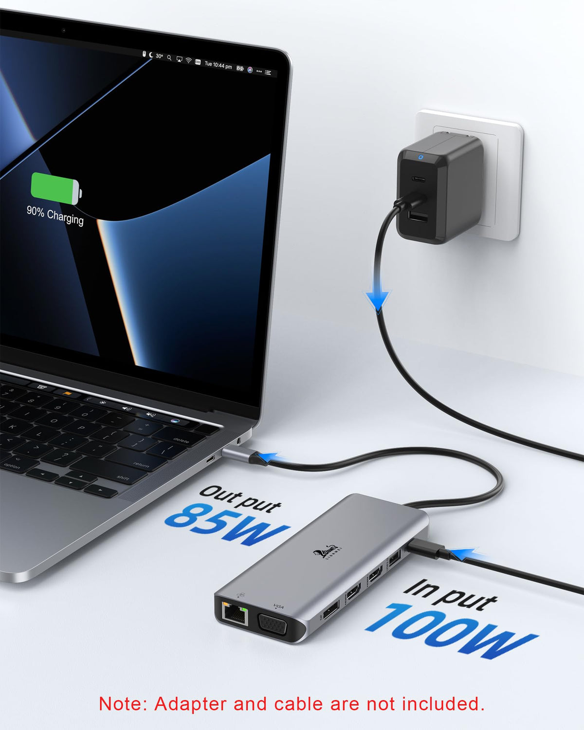 LIONWEI close-up of USB-C and USB-A ports highlighting fast 10Gbps data transfers