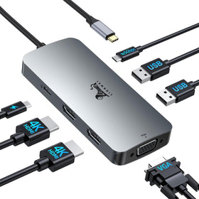 LIONWEI USB C docking station front view for easy desk setup.