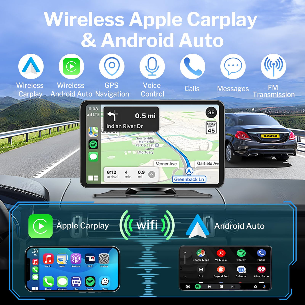 LITALARM closeup of 7-inch touchscreen delivering clear maps