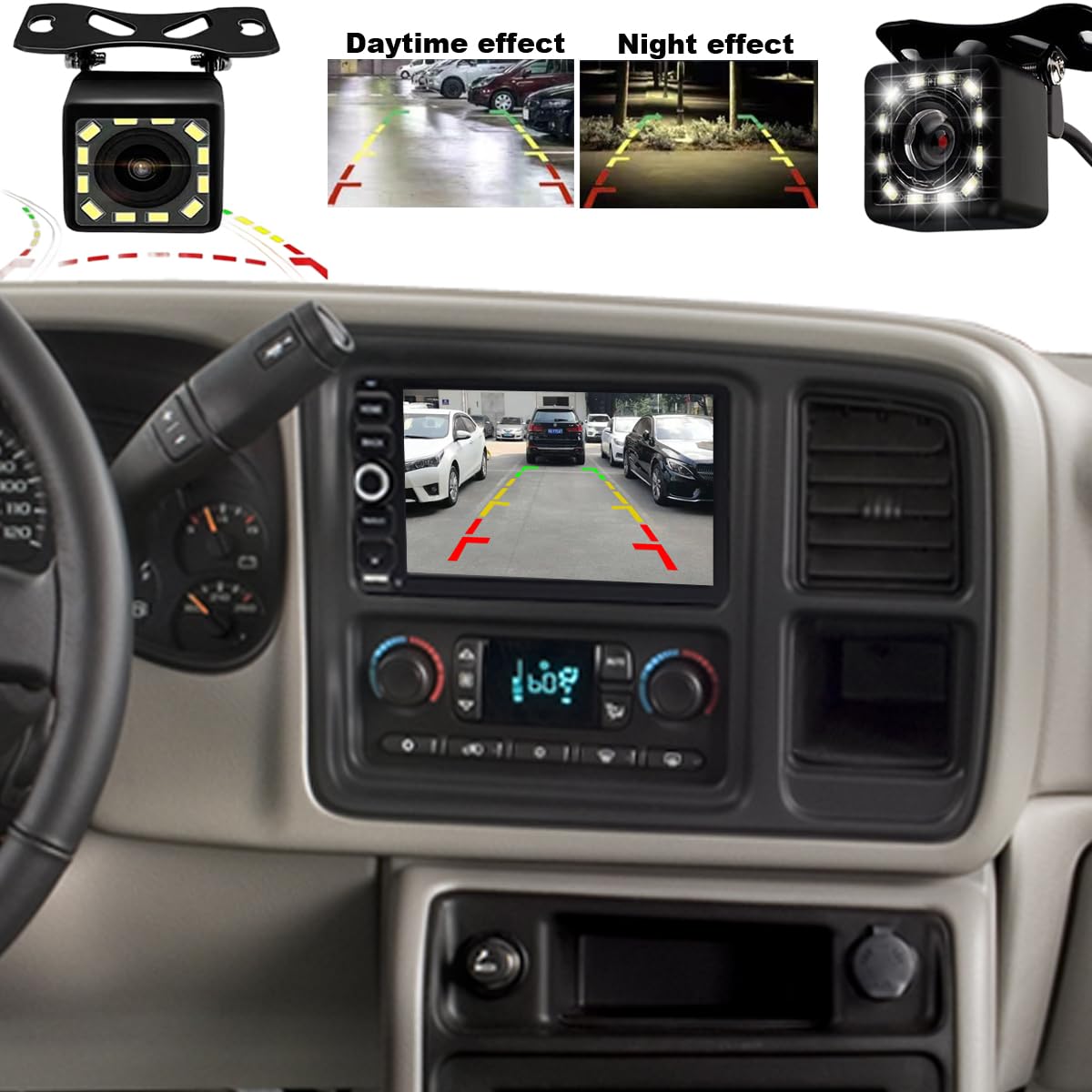 LITCOMFY QLED radio CarPlay and Android Auto icons indicating smartphone integration