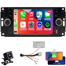 Litcomfy QLED screen radio for Dodge Ram front panel view, enhances dash aesthetics and usability