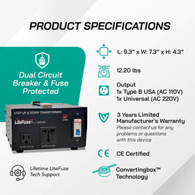 LiteFuze 3-year warranty provides long-term reliability.