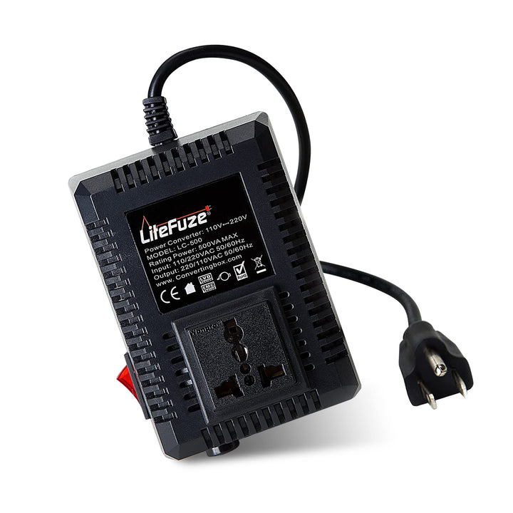 LiteFuze front view showing Type B plug and compact design benefit portability