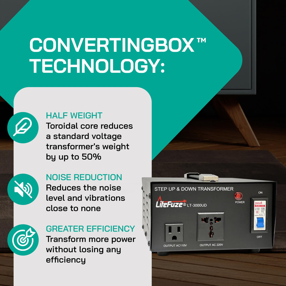 LiteFuze in use with appliance demonstrating reliable step up/down power conversion