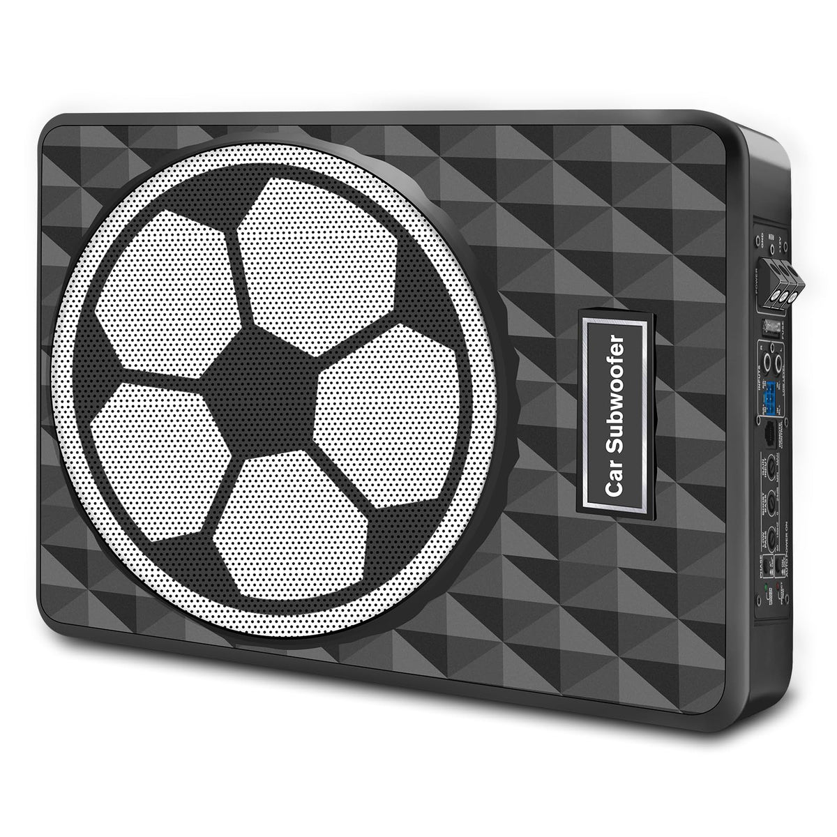 Litillbuly 10-inch under-seat subwoofer delivering deep bass for on-the-go listening.
