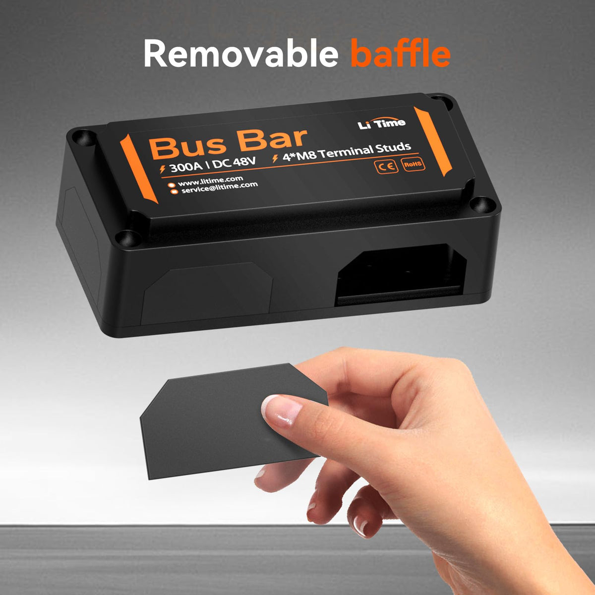 Litime size comparison next to wrench showing compact scale and easy installation benefit