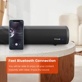 LITTOAK sound bar back panel with HDMI, optical, aux and USB ports for flexible connection