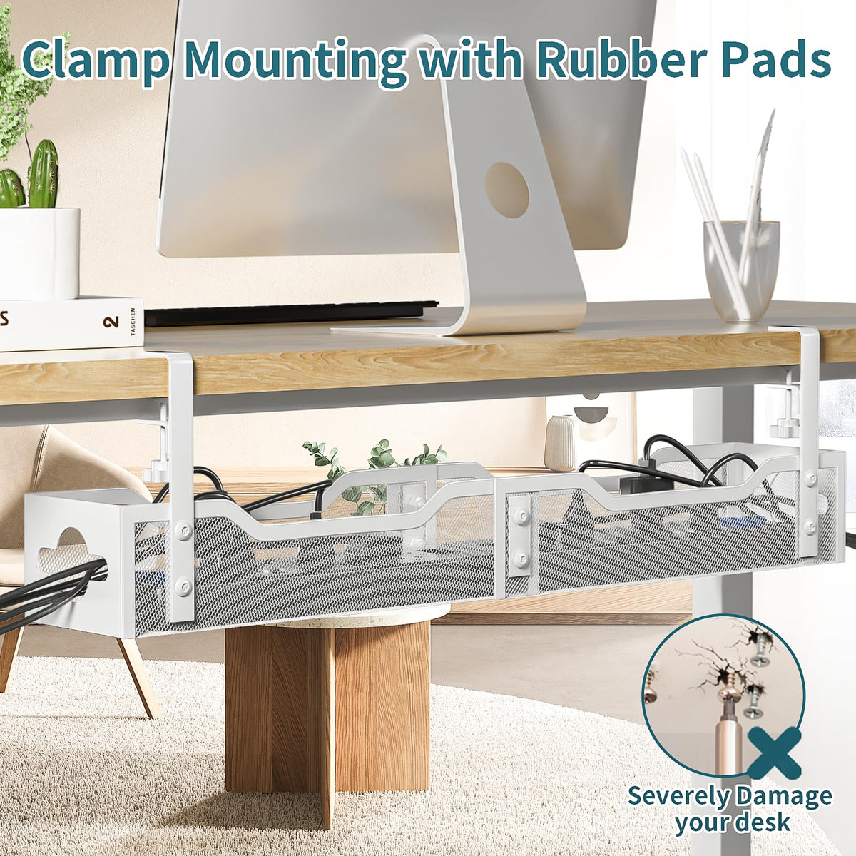 Litwaro inward installation hiding cables for a clean minimalist workspace benefit
