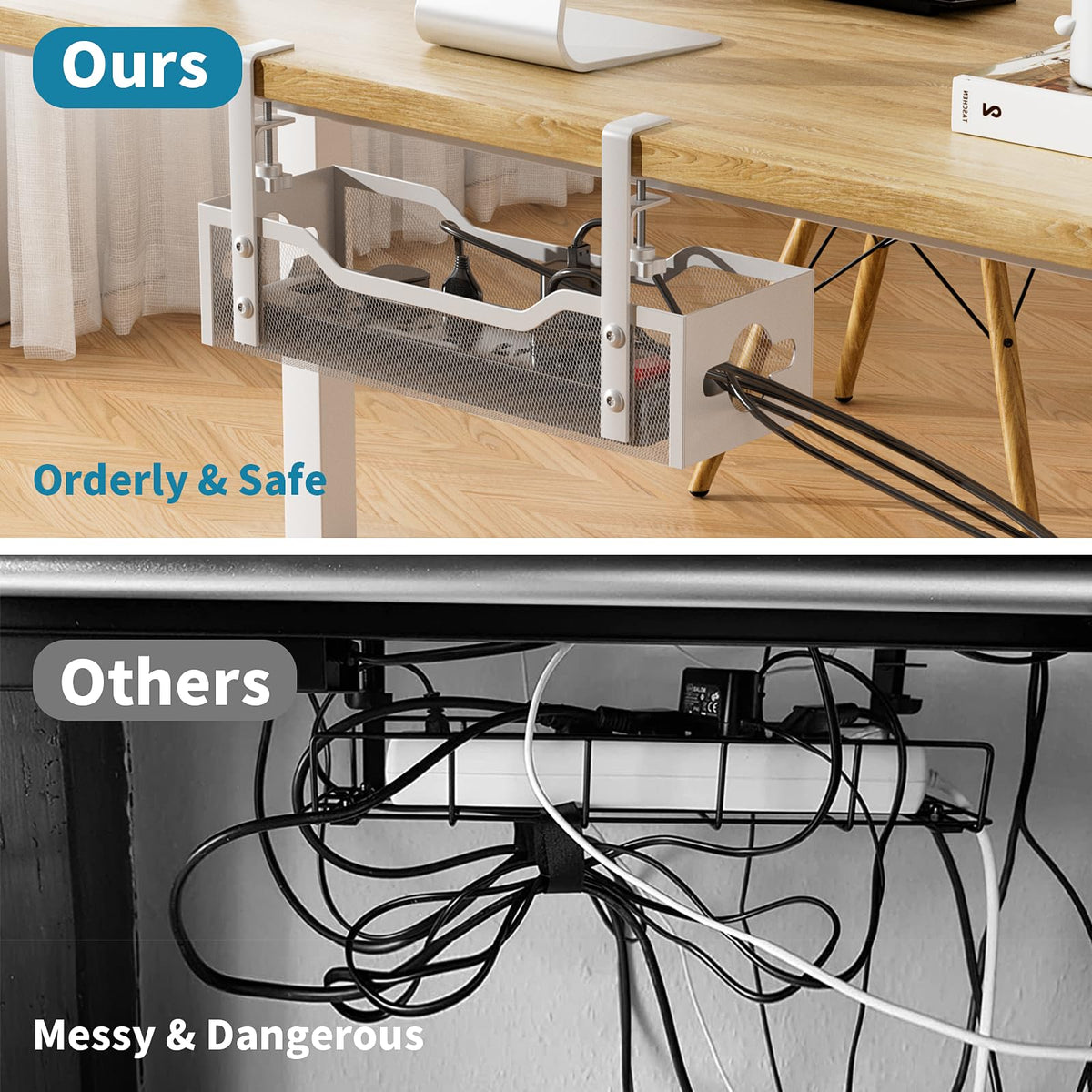 Litwaro showing tray fit on 0.4–2 inch desk edge for easy compatibility
