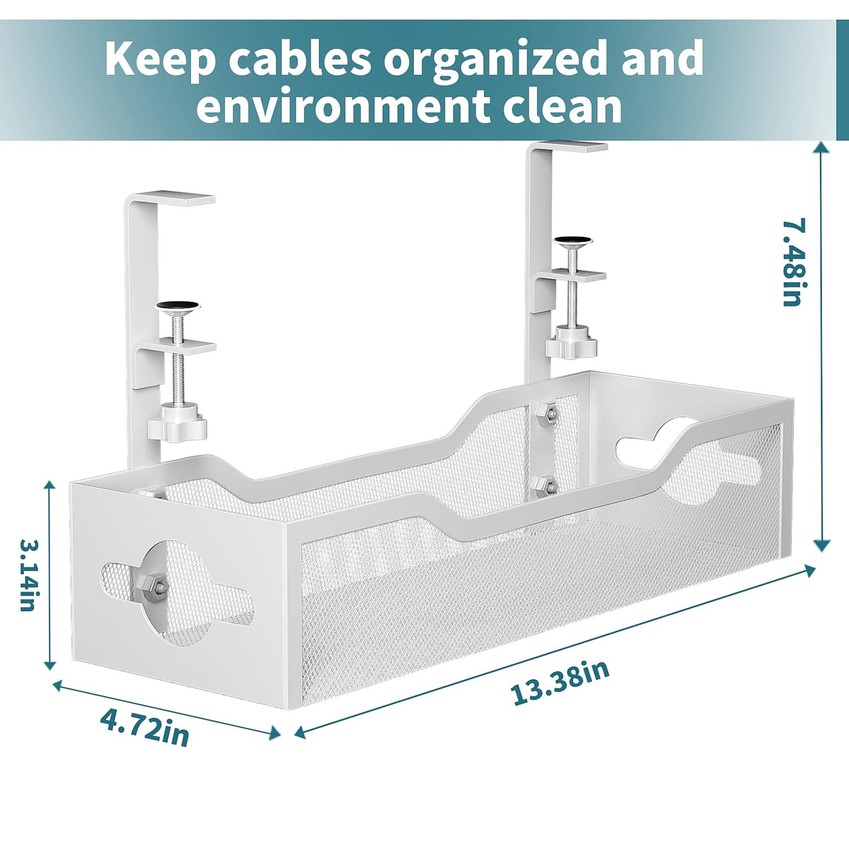 Litwaro tray filled with power strip and adapters organizing multiple cords