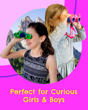 Living Squad kids using binoculars on a family hike illustrating outdoor exploration benefits