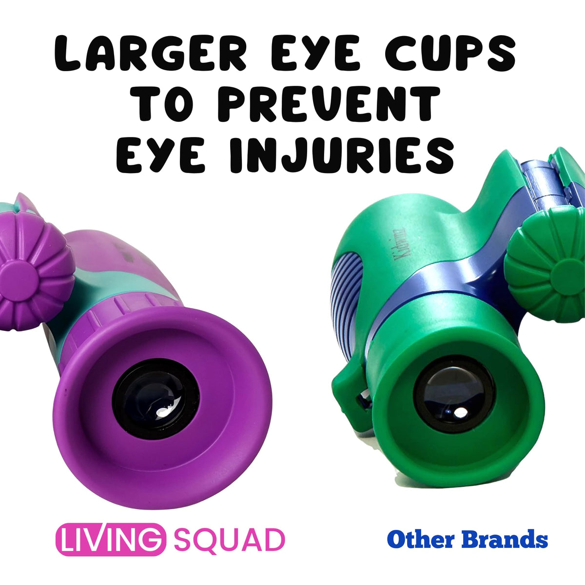 Living Squad binoculars with belt case and carabiner ready for easy hands-free carrying