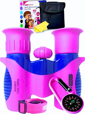 Living Squad front view showing pink binoculars and box, inspires gifting