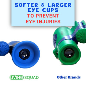 Living Squad size comparison in a child's hand, demonstrates compact lightweight design