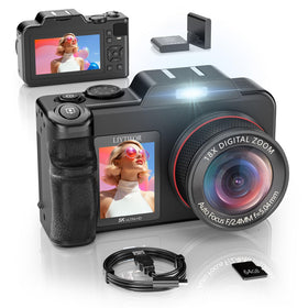 LIYTIFOR 5K camera front view with dual screens for easy self-framing