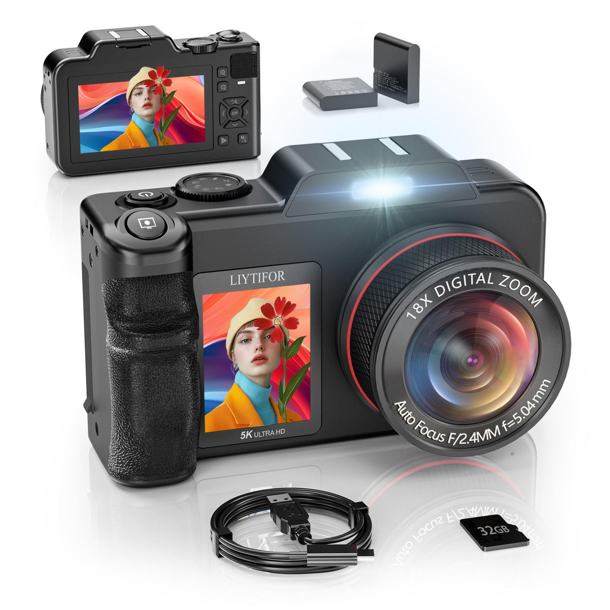 LIYTIFOR LR1 front view for travel-ready photography and capturing details.