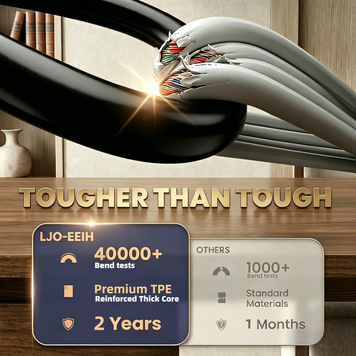 LJO-EEIH 10-foot detachable cord enables flexible charging at home or on the go.