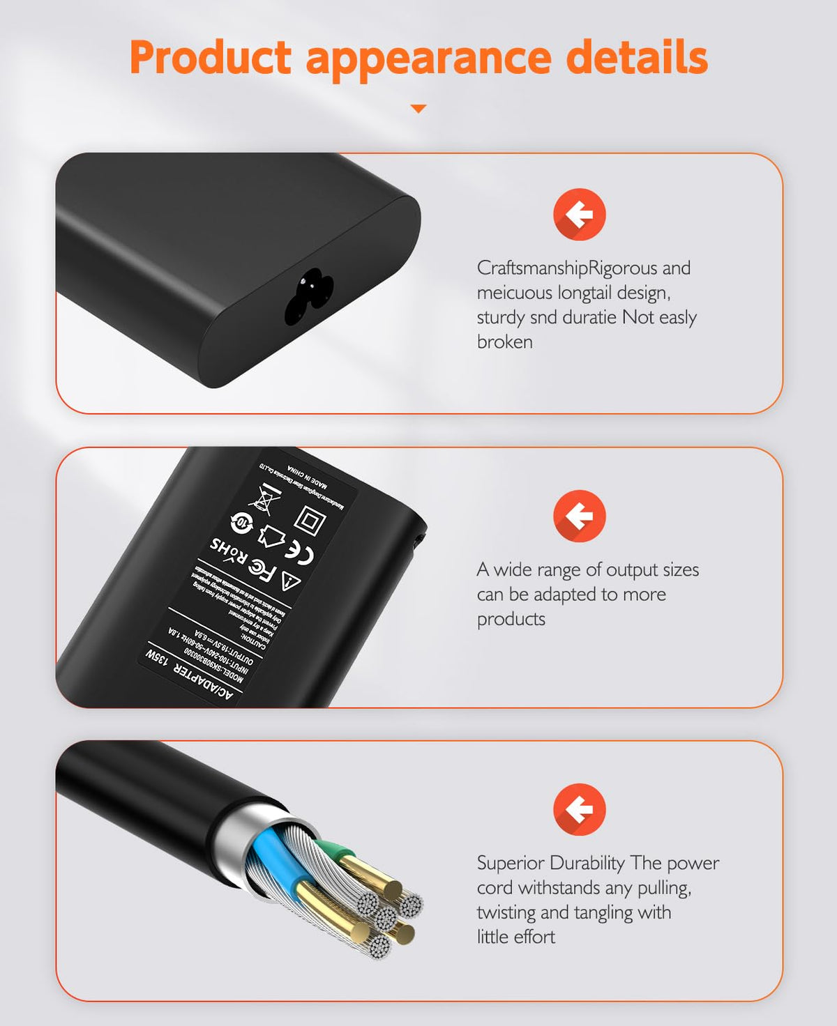 LJO-EEIH 135W charger longevity image emphasizes durable build and long life.