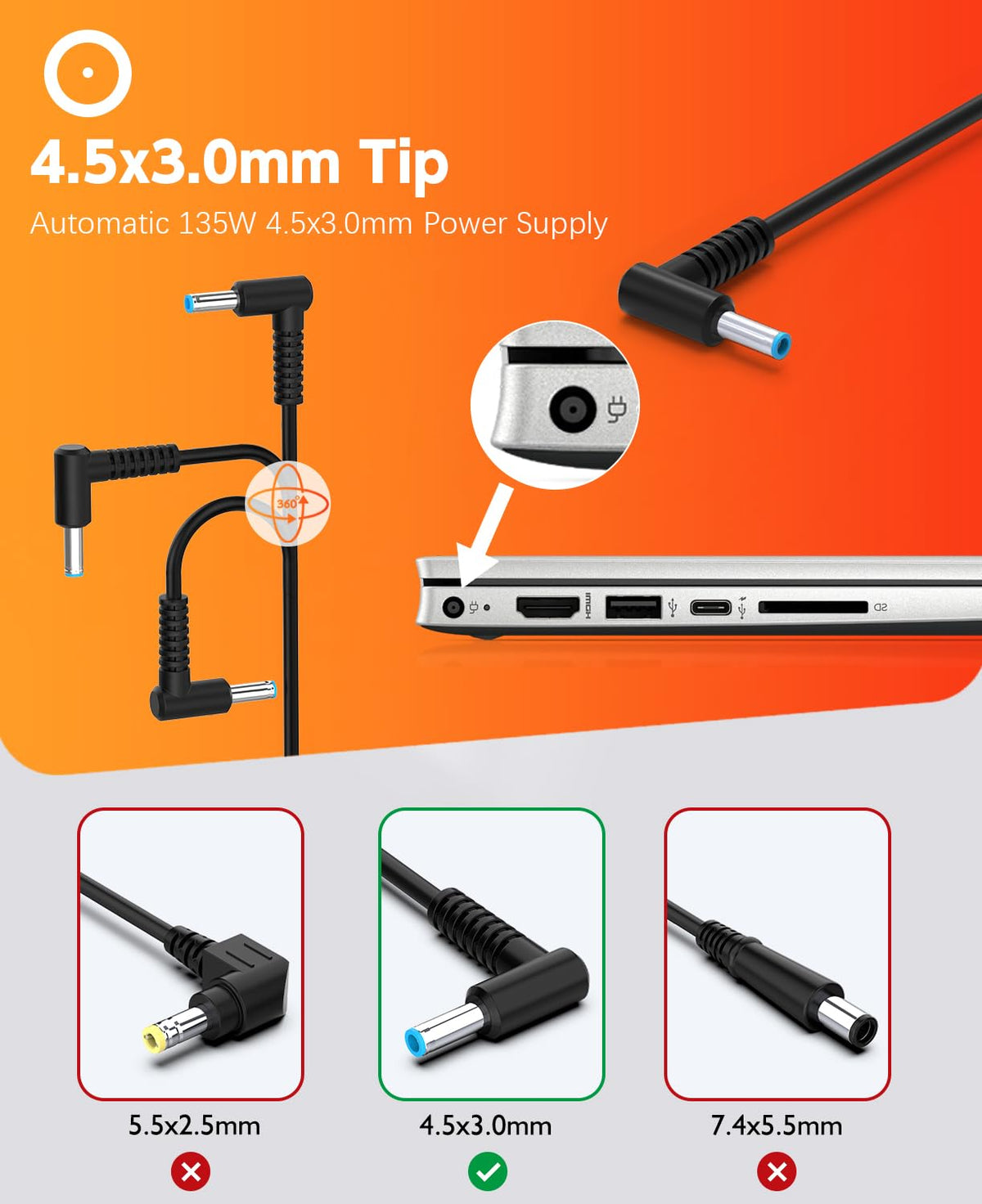 LJO-EEIH 135W charger on desk showcasing universal input for travel readiness.