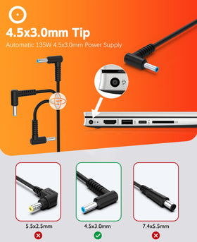 LJO-EEIH 135W charger on desk showcasing universal input for travel readiness.
