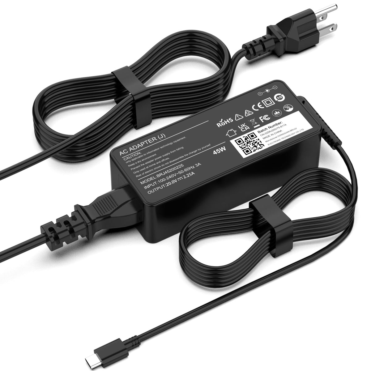 LJO-EEIH front view of 45W USB-C charger showing compact design and brand benefit