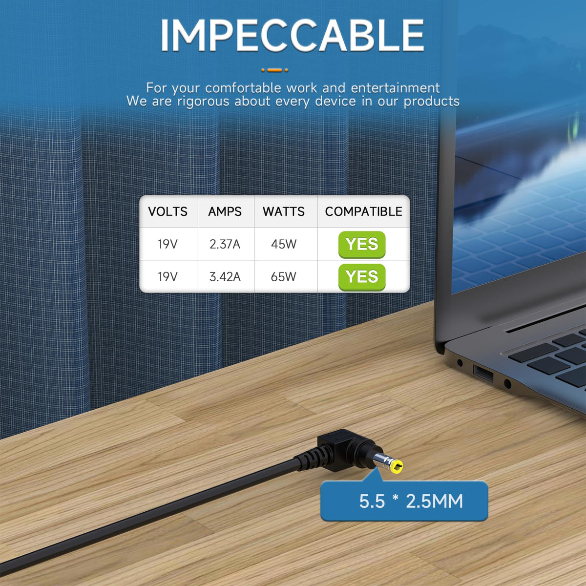 LJO-EEIH 65W adapter for Toshiba Satellite C655 powering your laptop on the go.