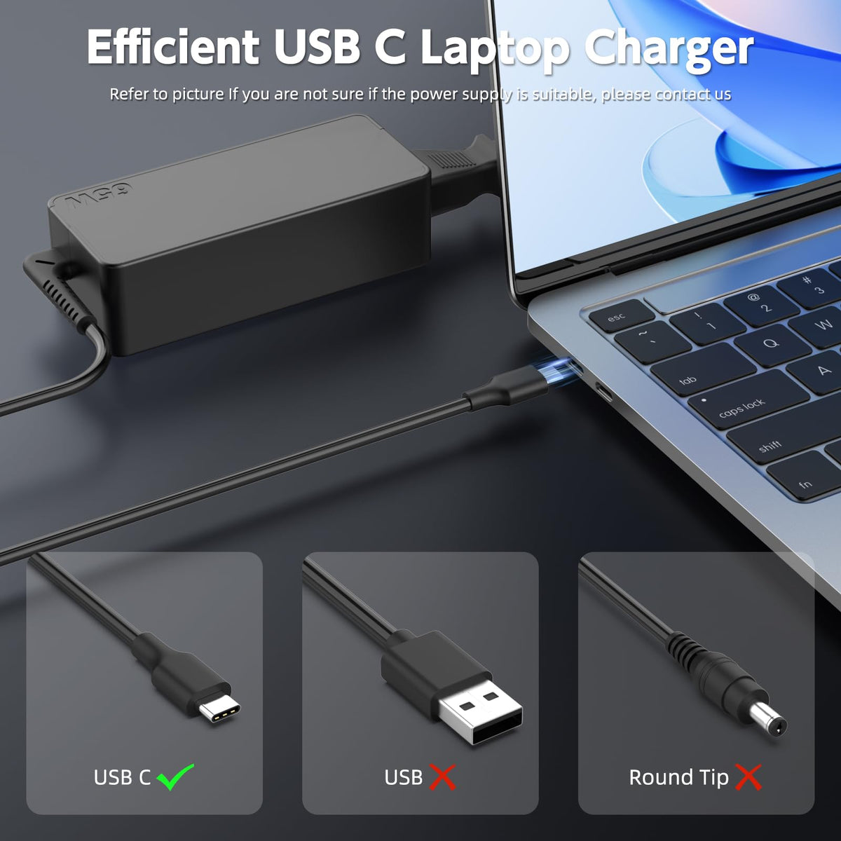 LJO-EEIH charger compatible with Yoga and Chromebook models for versatile use
