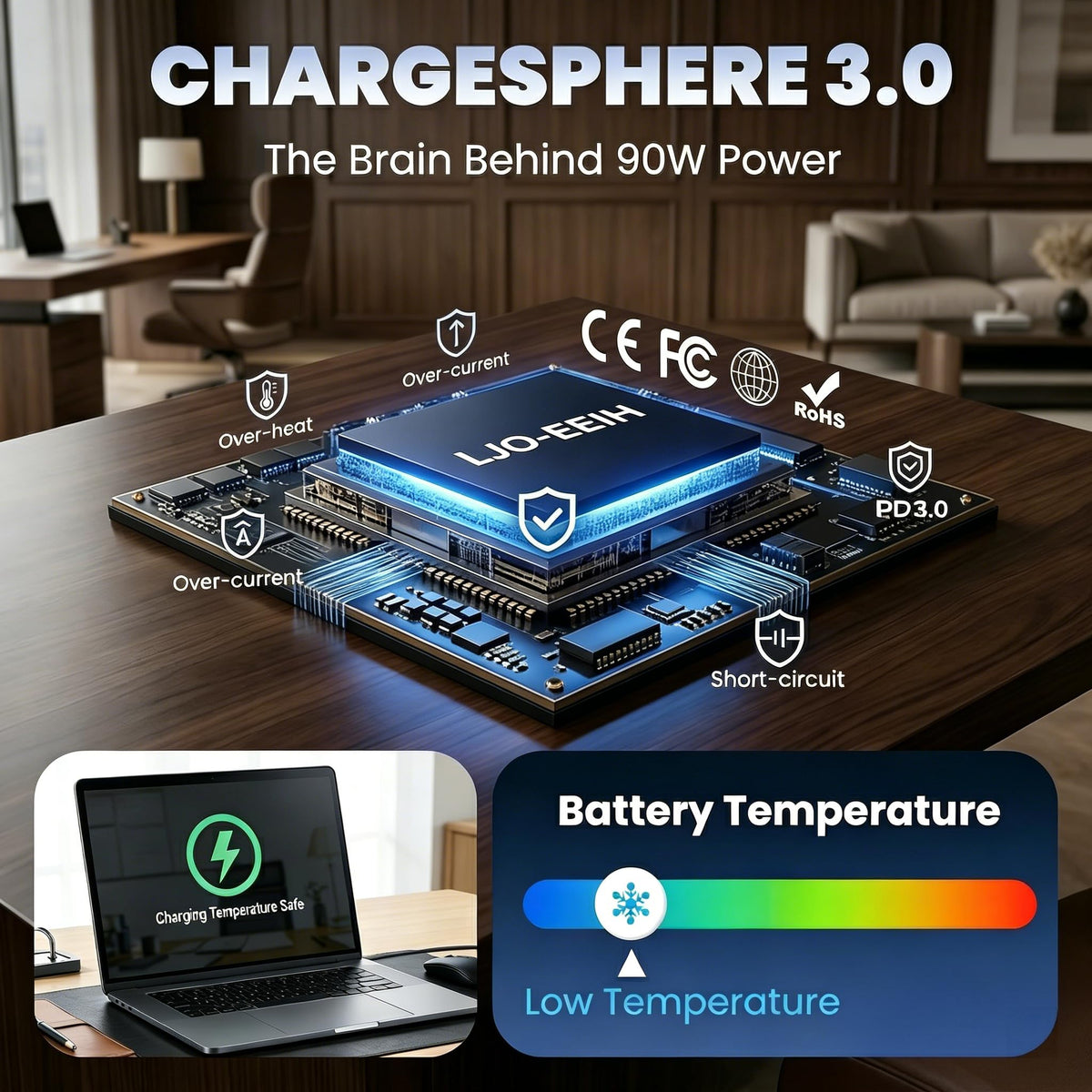 LJO-EEIH compatible USB-C laptops ready for quick charging with PD negotiation.