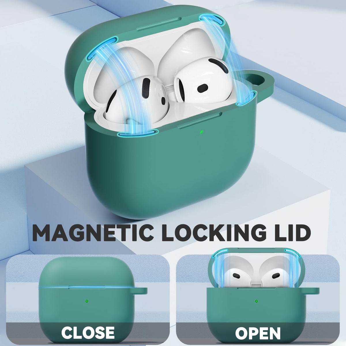 Ljusmicker AirPods 4 case with magnetic lid locks securely during travel