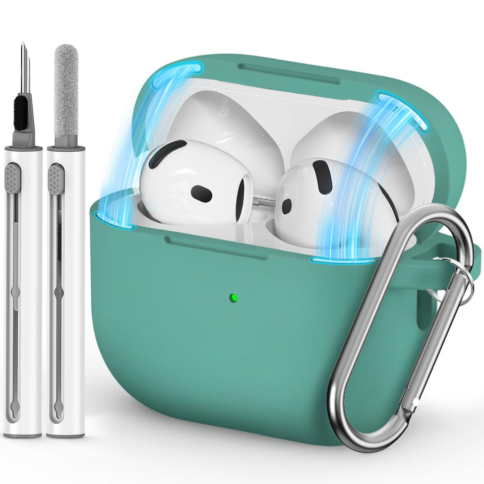 Ljusmicker AirPods 4 case with see-through wall showing charging LED and design benefits