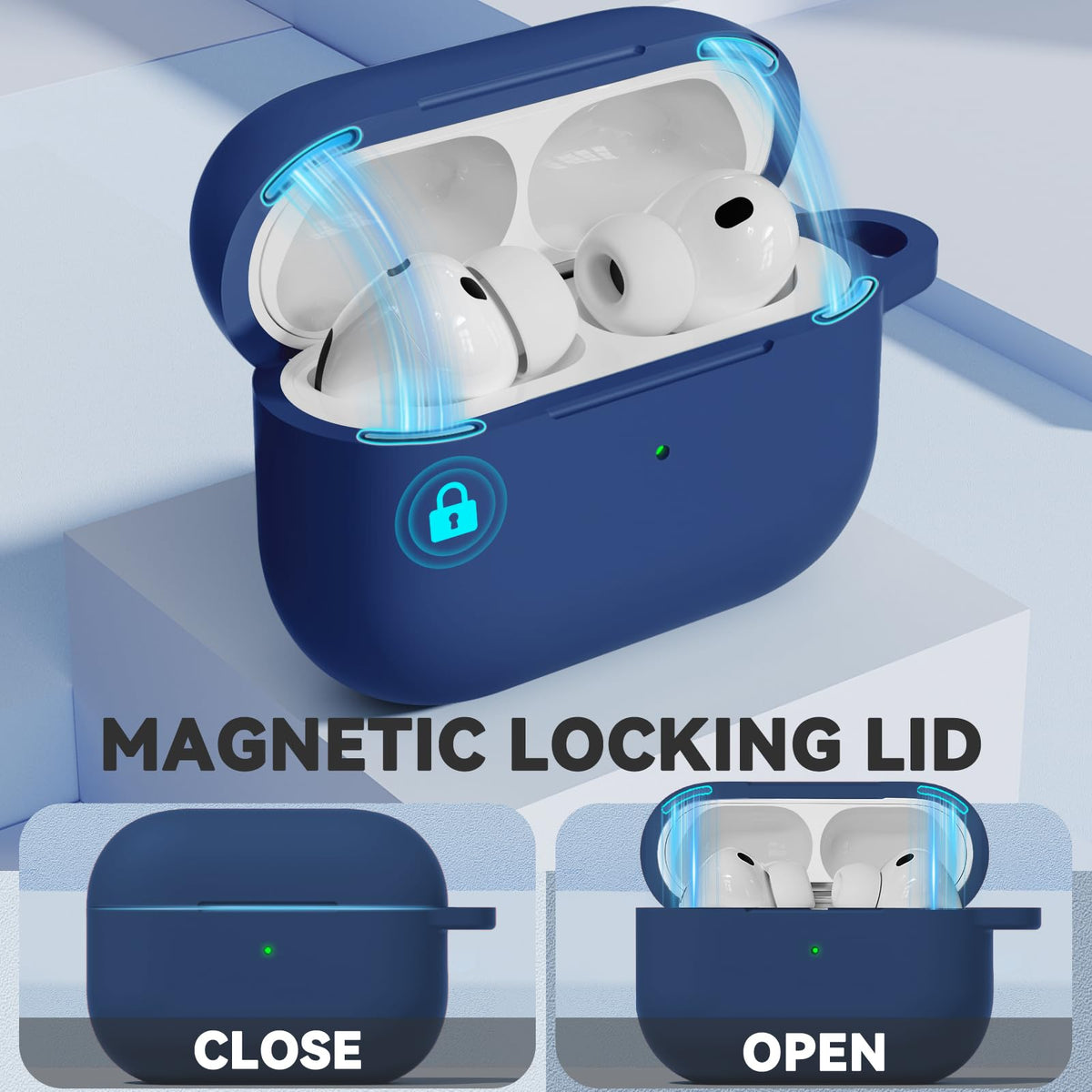 Bottom dust cover protects the charging port on the Ljusmicker AirPods Pro 3 case