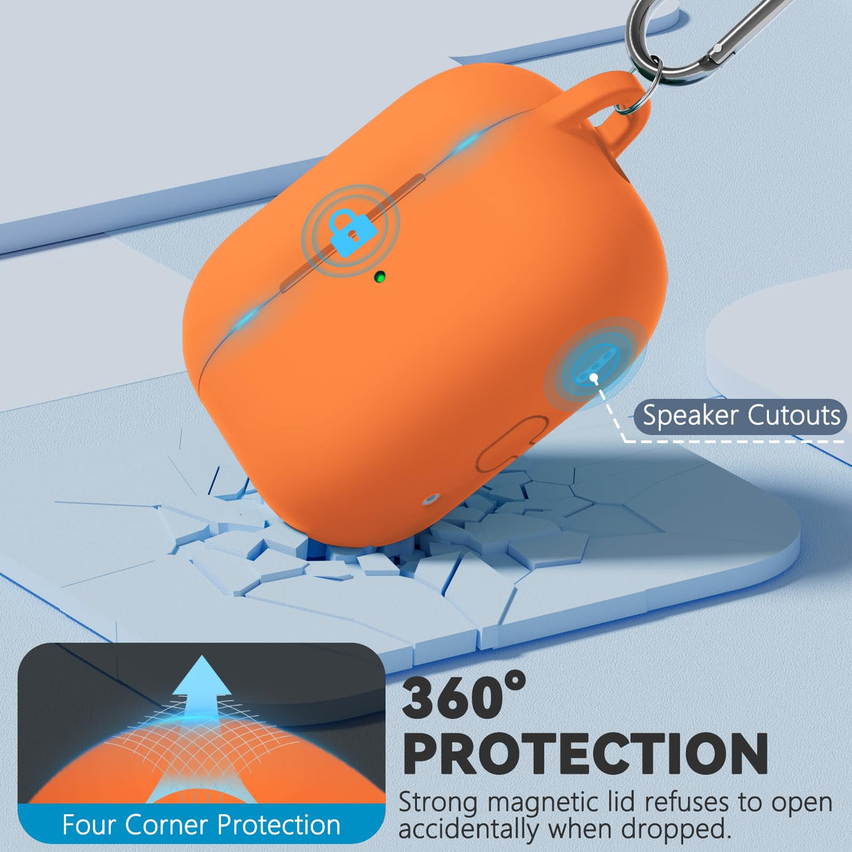Includes anti-lost keychain for Ljusmicker AirPods Pro 3 case