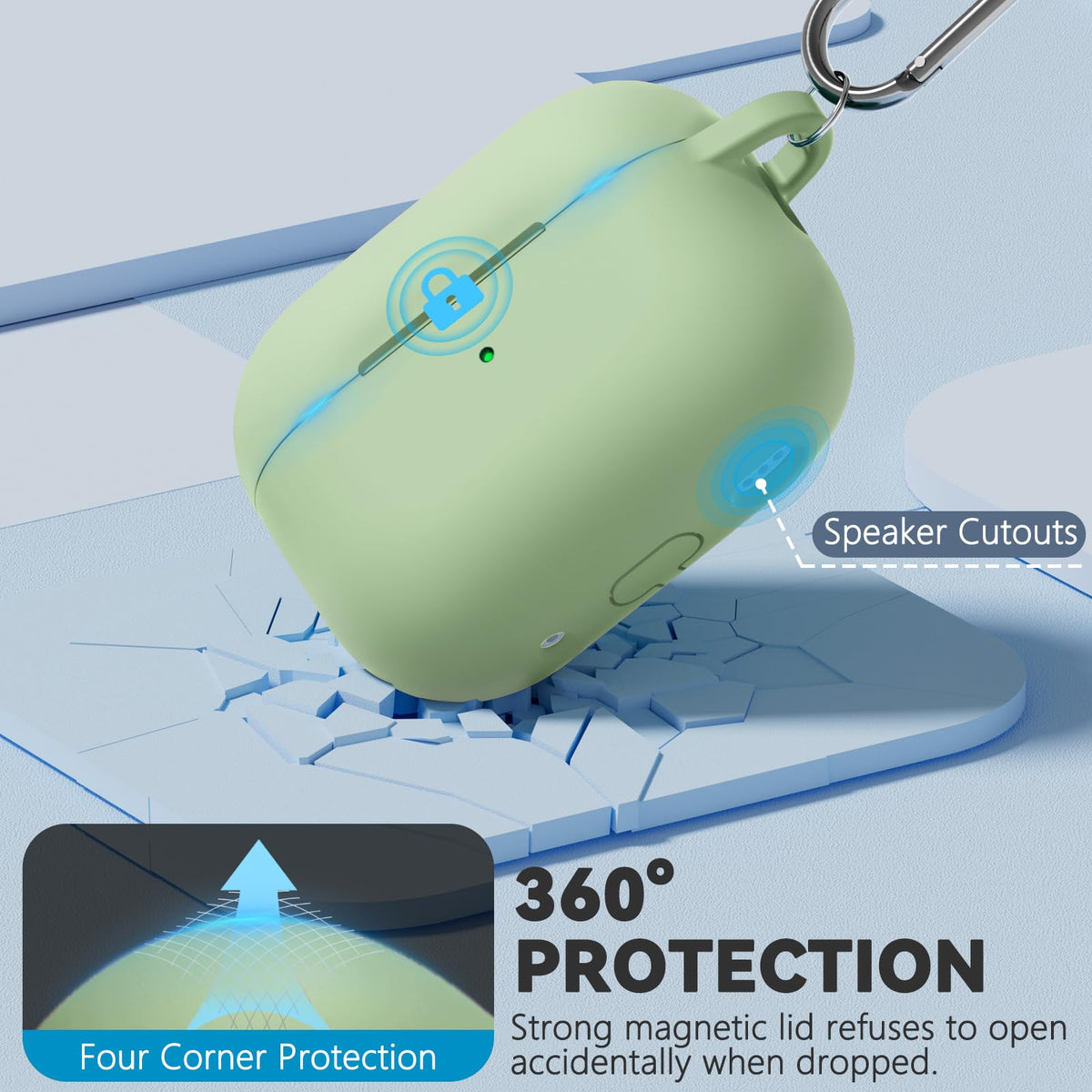 Ljusmicker AirPods Pro 3 Case bottom dust cover protects charging port when not in use.