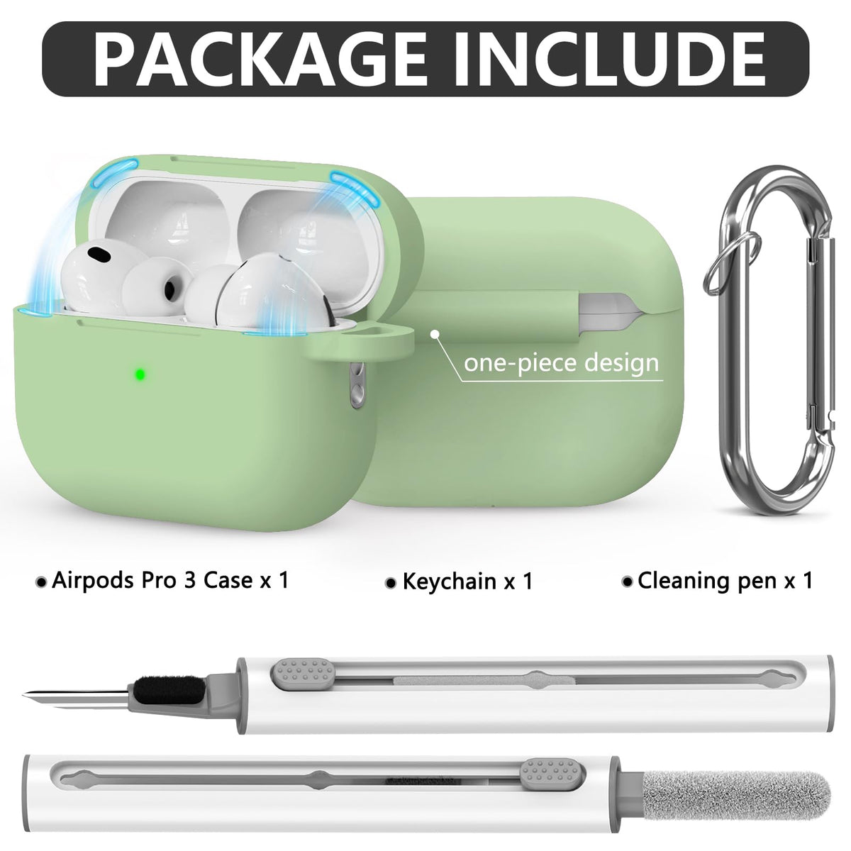 Ljusmicker AirPods Pro 3 Case with cleaner kit for easy maintenance.