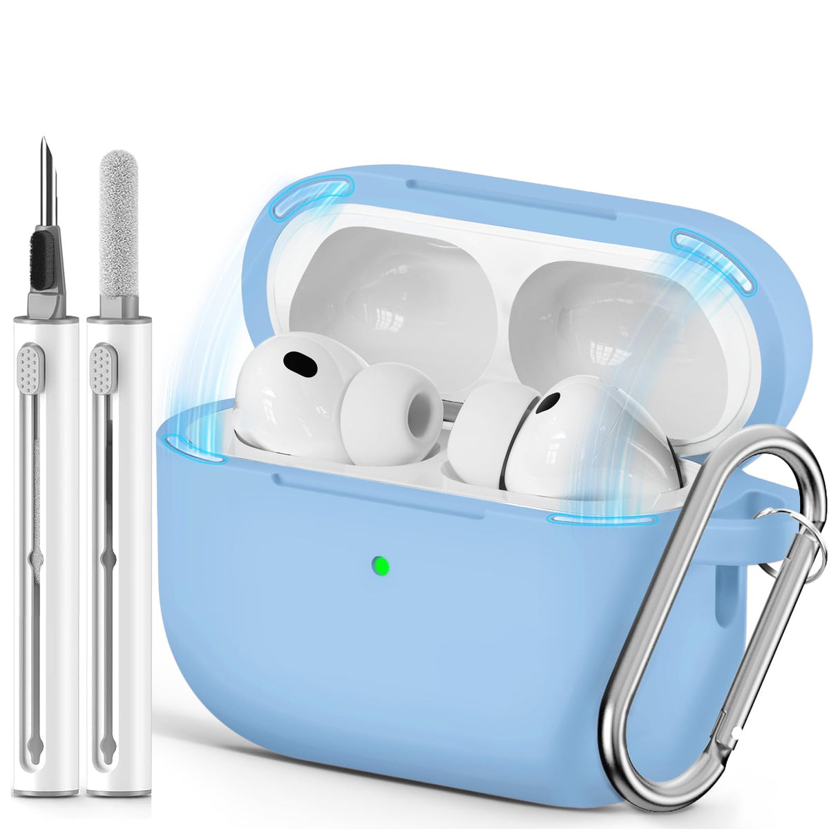 Ljusmicker AirPods Pro 3 case in magnetic sky blue with secure lid for everyday protection