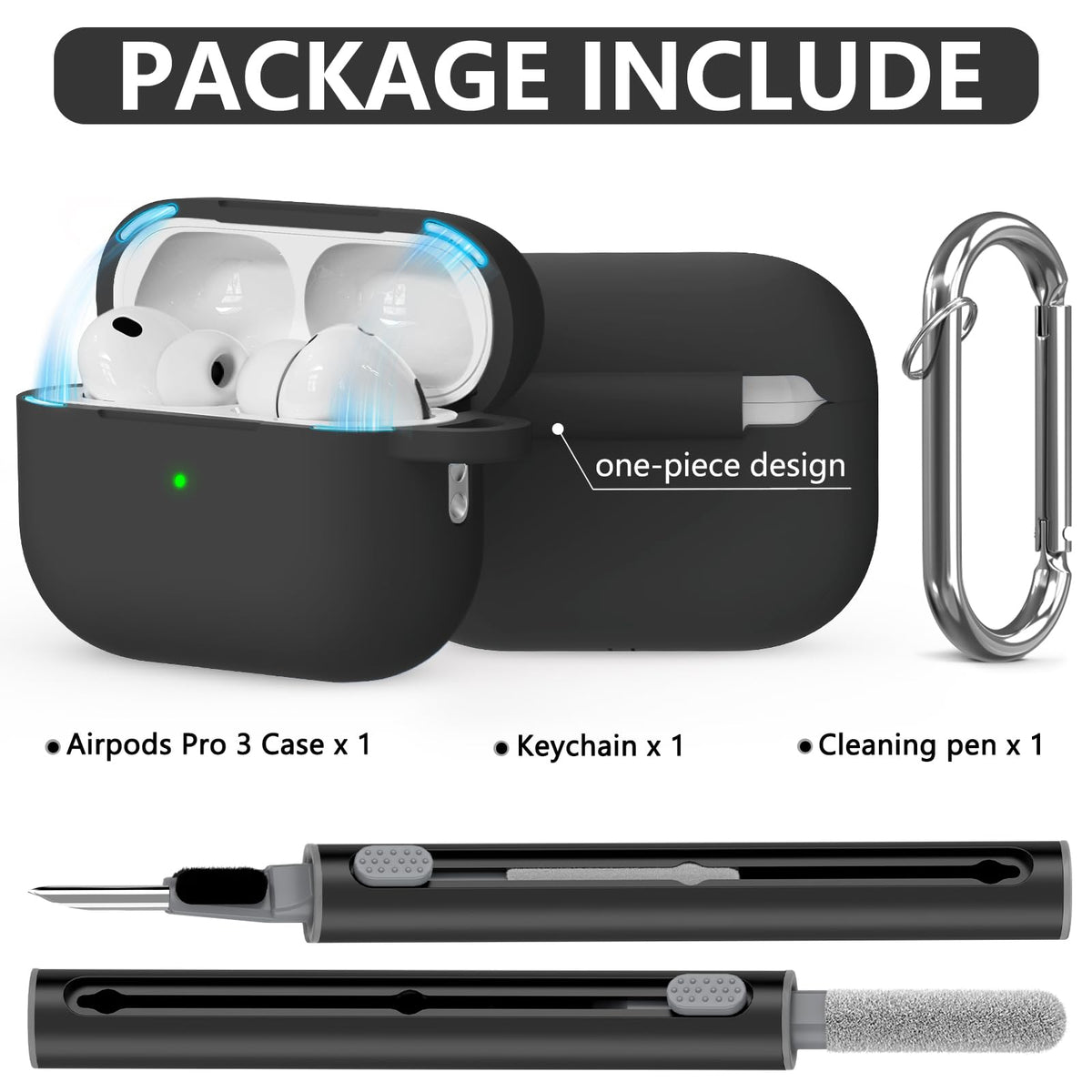 Ljusmicker AirPods Pro 3 case soft silicone for comfortable grip.