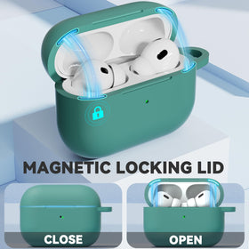 Ljusmicker AirPods Pro case featuring a magnetic lid lock for secure use.