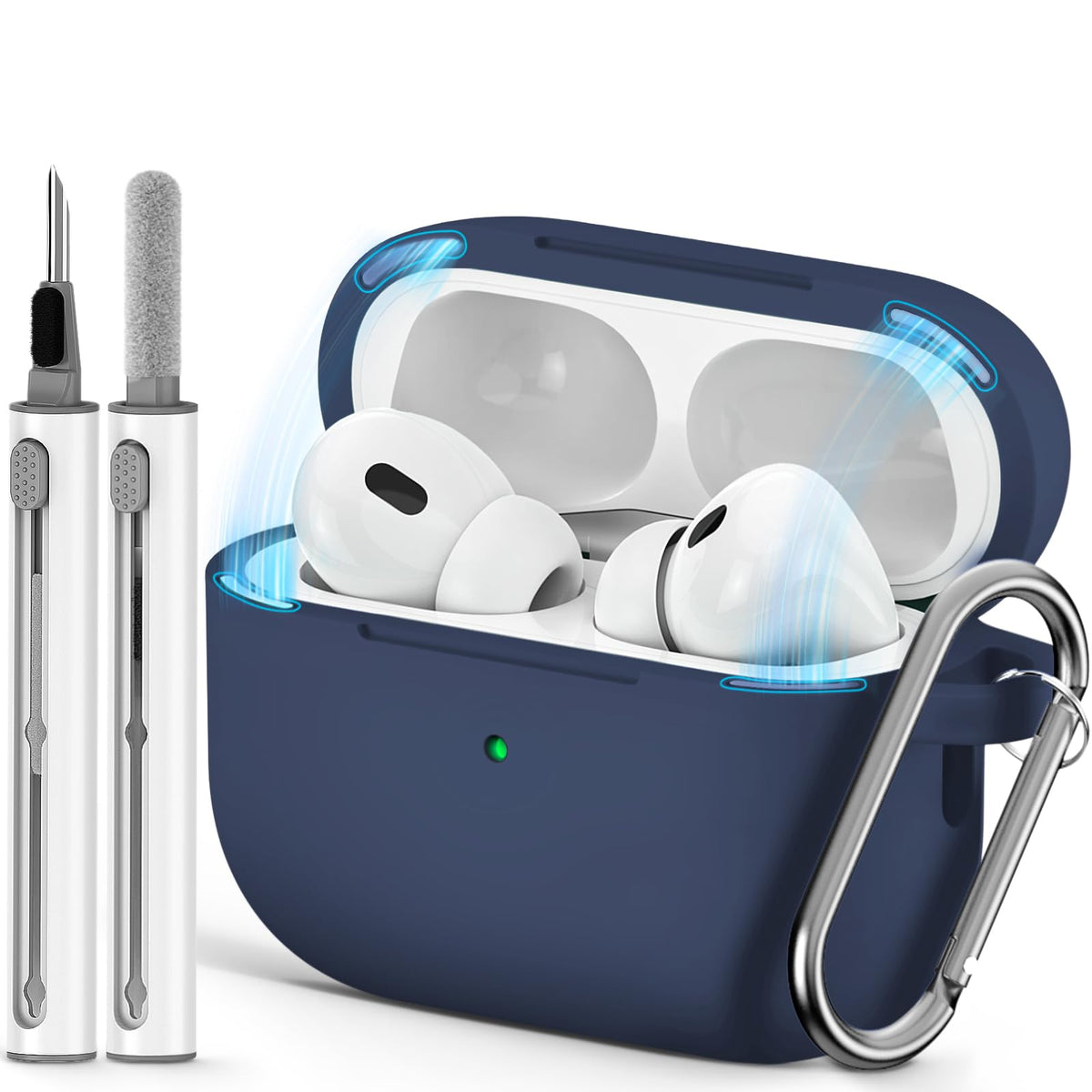 Ljusmicker AirPods Pro case with magnetic lid lock for secure charging on the go.