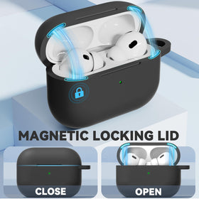 One-piece silicone AirPods Pro case with bottom dust plug protects the charging port