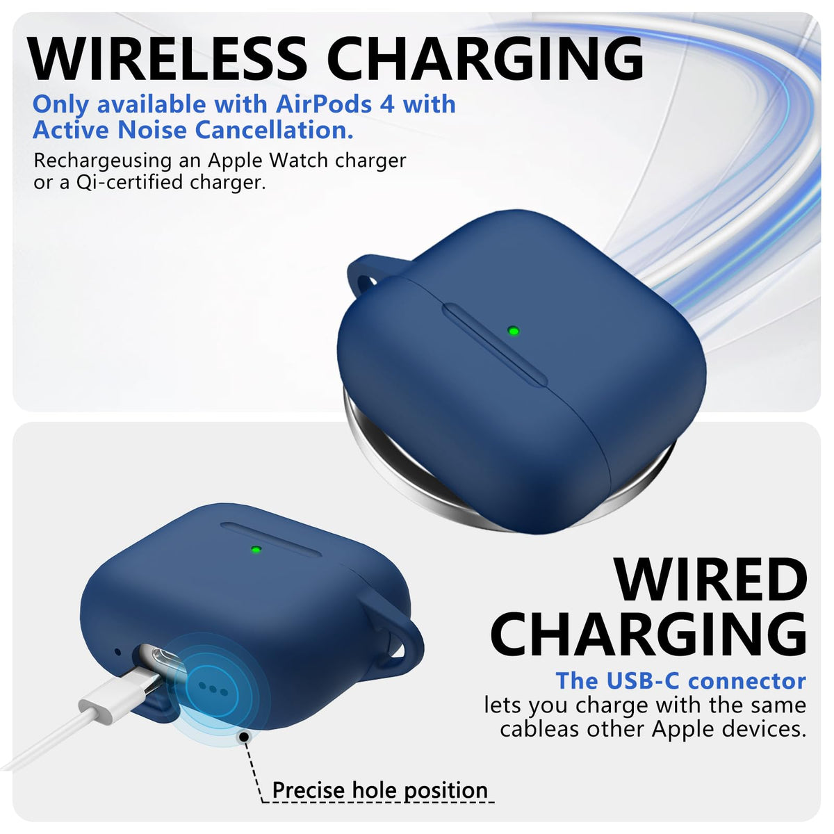Ljusmicker cleaning pen and anti lost keychain included with AirPods 4 case