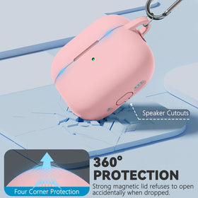 Ljusmicker AirPods 4 Case with magnetic lid lock secures closure during use.